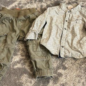 Cat & Jack-Tea Baby Boy Winter Outfit 12 Mon- Tan Cargo Pants 12-18 Mon